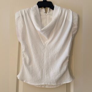 ASTR The Label Women’s White Draped Neck Textured Top